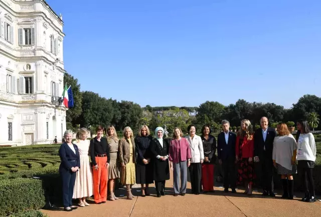 Emine Erdoğan, Roma'da önder eşleriyle tarihi Kolezyum ve Giardino all'İtaliana'yı gezdi