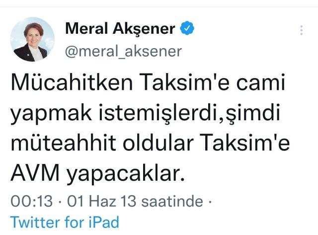AKM açıldı, toplumsal medya Meral Akşener'in yıllar evvel attığı tweet'i konuştu