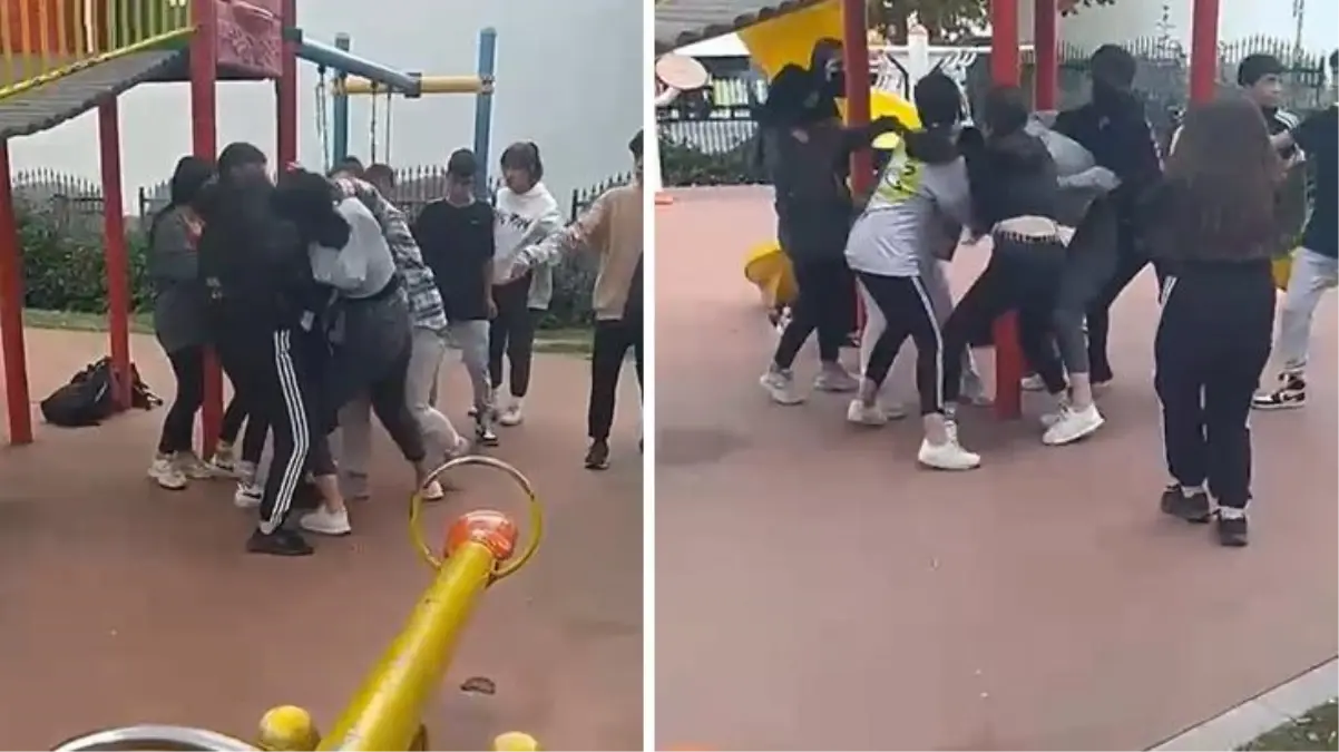 Çocuk parkında rezil görüntüler! Çevredekiler de müdahale etmek yerine kayıt aldı
