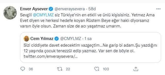 Cem Yılmaz ve Enver Aysever sosyal medyada birbirlerine girdi