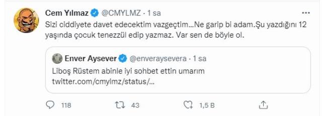 Cem Yılmaz ve Enver Aysever sosyal medyada birbirlerine girdi