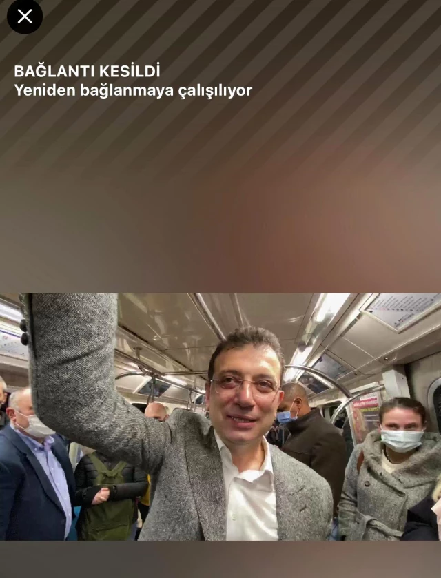 İmamoğlu, 'Metroda internet var' yayını yaparken bağlantı koptu