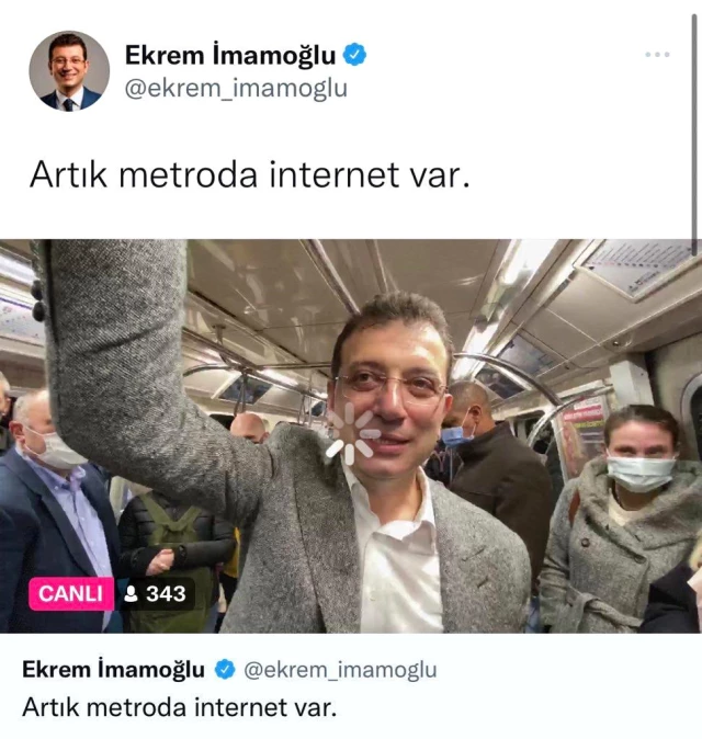 İmamoğlu 'Metroda internet var' yayını yaparken bağlantı koptu