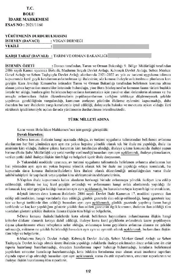 Son dakika gündem: Bolu'daki kızıl geyik avına mahkemeden yürütmeyi durdurma kararı