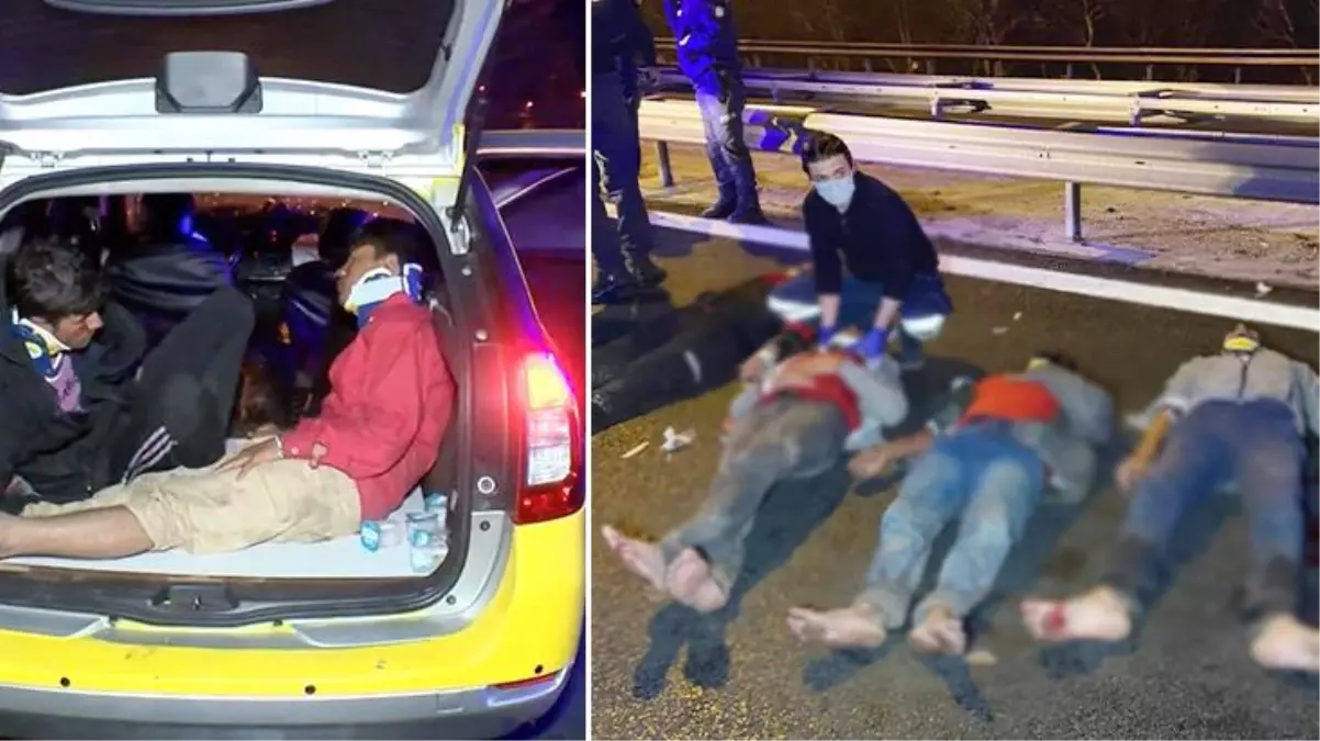 Büyükçekmece'de ticari taksi yakıt tankerine çarptı: 2'si ağır 10 yaralı