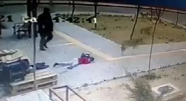 Köpekten kaçan çocuğun düşme anı kamerada
