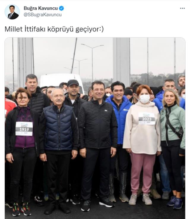 DÜZGÜN Parti İstanbul Vilayet Lideri Buğra Kavuncu maratondan fotoğraf paylaştı: Millet İttifakı köprüyü geçiyor