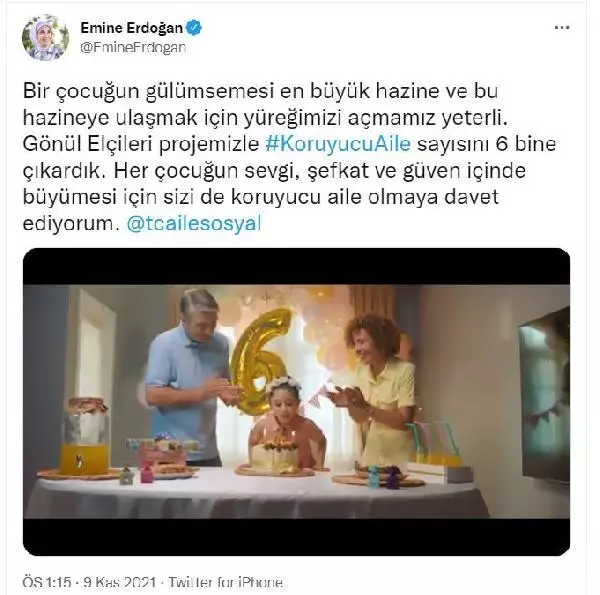 Emine Erdoğan'dan "koruyucu aile olma" daveti