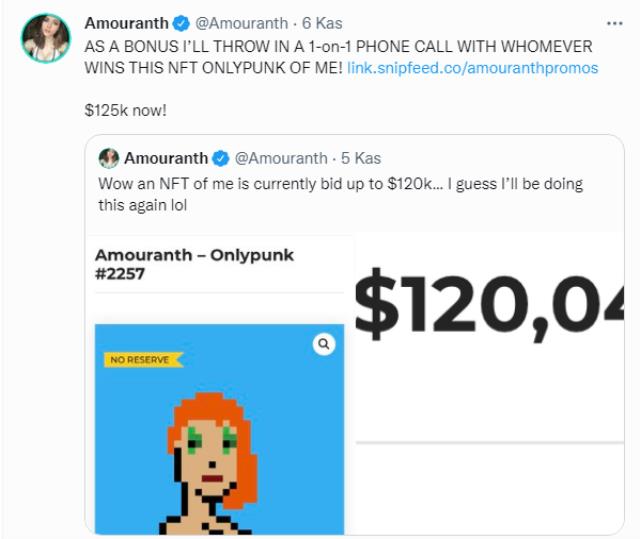 Twitch yayıncısı Amouranth'ın müstehcen NFT'si 125 bin dolara satıldı
