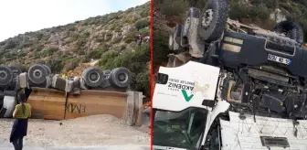 Ters dönen hafriyat kamyonunun sürücüsü öldü