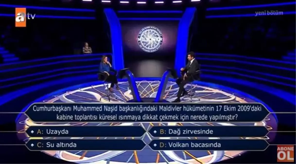 cumhurbaskani muhammed nasid baskanligindaki maldivler kim milyoner olmak ister 12 kasim sorusu cevabi nedir 100 bin