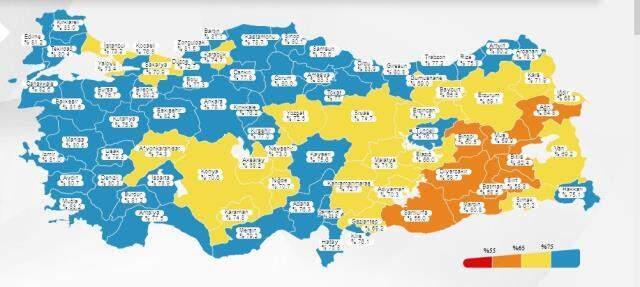 Son kırmızı ilin de kategori değiştirmesiyle 3 renkli korona haritasına geçtik