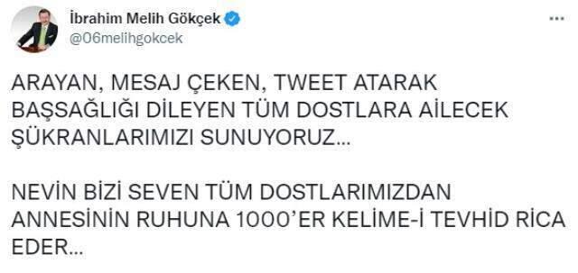 Melih Gökçek'in acı kaybı! Kayınvalidesi 107 yaşında hayata gözlerini yumdu