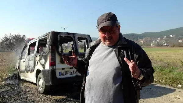 Korun üzerine park edip, alkol aldığı aracı yandı