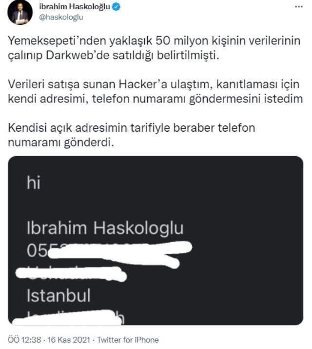 Yemeksepeti'nin hacklendiği tezlerini güçlendiren ayrıntı: Hackerler, gazeteciye konutunu tanım etti