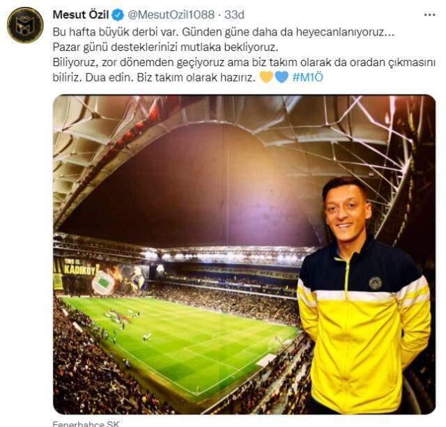 Mesut Özil derbi ateşini yaktı! Paylaşımına saniyeler içinde binlerce beğeni yağdı