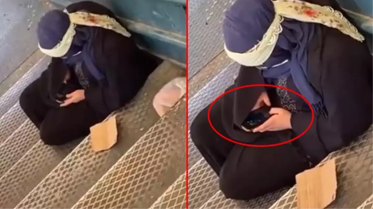 Binlerce liralık telefonuyla kameralara yakalanan dilenci sosyal medyayı ayağa kaldırdı