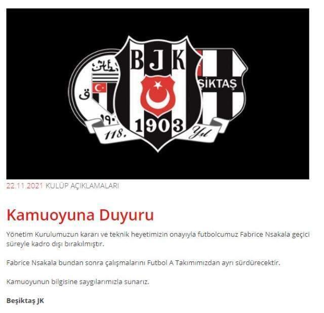 Son Dakika: Beşiktaş'ta sürpriz karar! N'Sakala kadro dışı bırakıldı Son Dakika: Beşiktaş'ta sürpriz karar! N'Sakala kadro dışı bırakıldı