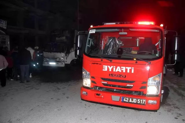 Biri kamyon 4 araç yandı