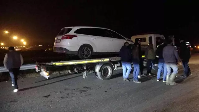 Pendik'te otomobil yola çıkan büyükbaş hayvanlara çarptı