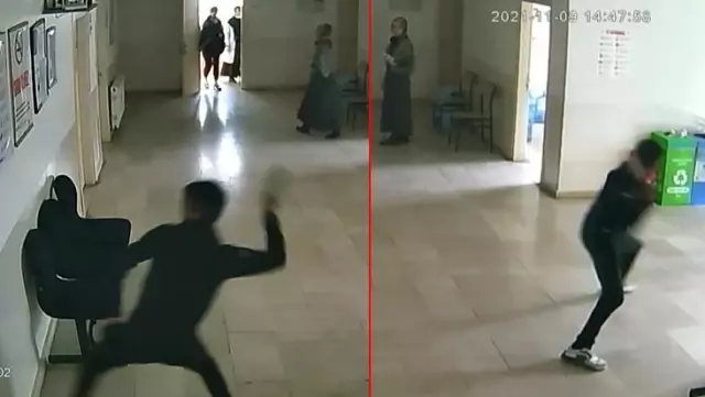 Yer İstanbul! Aile sağlığı merkezine giren satırlı saldırgan terör estirdi, çalışanların kaçış anı kamerada