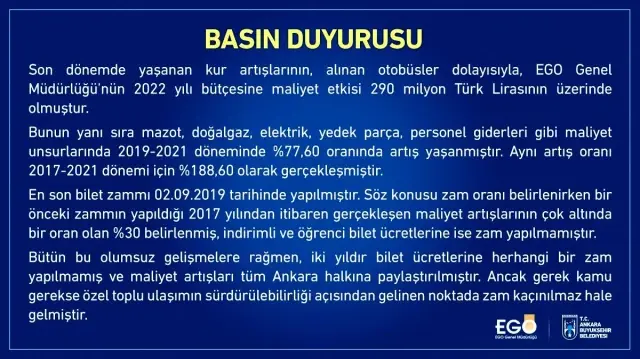 Ankara'da toplu taşıma biletleribe zam geliyor