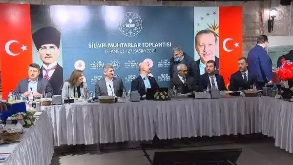 İÇİŞLERİ BAKANI SOYLU, ÇATALCA'DA MUHTARLARLA BİR ARAYA GELDİ