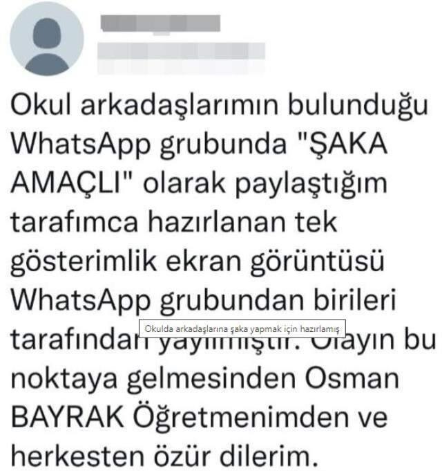 Okulda arkadaşlarına şaka yapmak için hazırlamış Okulda arkadaşlarına şaka yapmak için hazırlamış