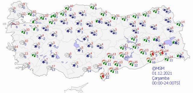 36 ile kar yagisi uyarisi meteoroloji hafta 14560165 2557 m