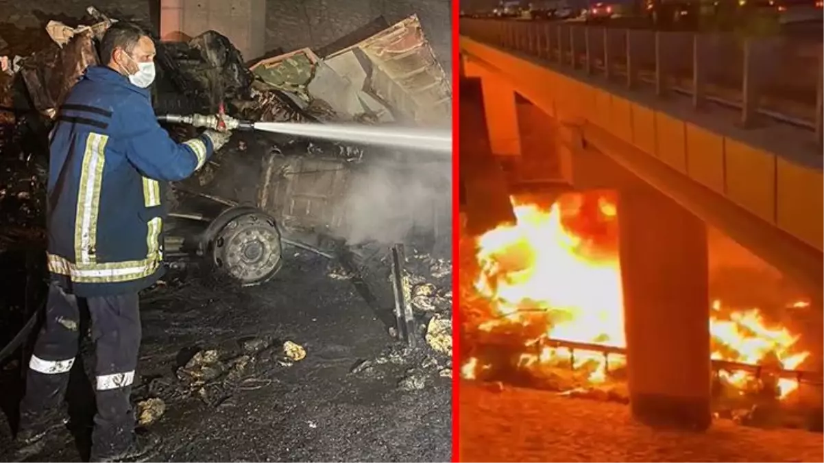 Köprüden düşen tır alev topuna döndü: 2 ölü, 1 yaralı