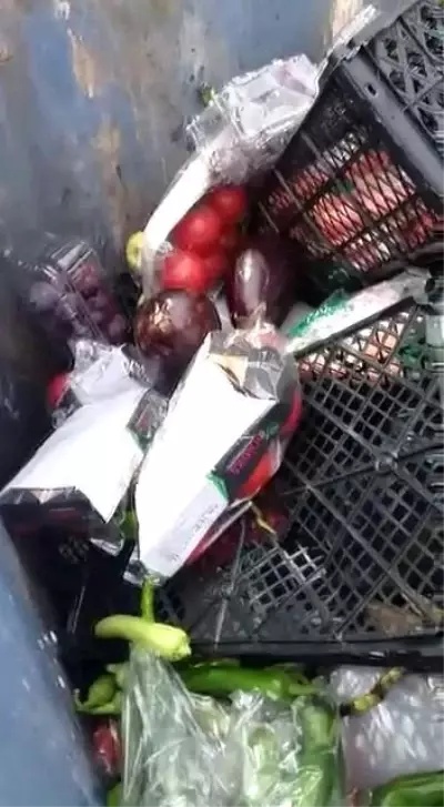 Çöpten taze meyve sebze çıktı