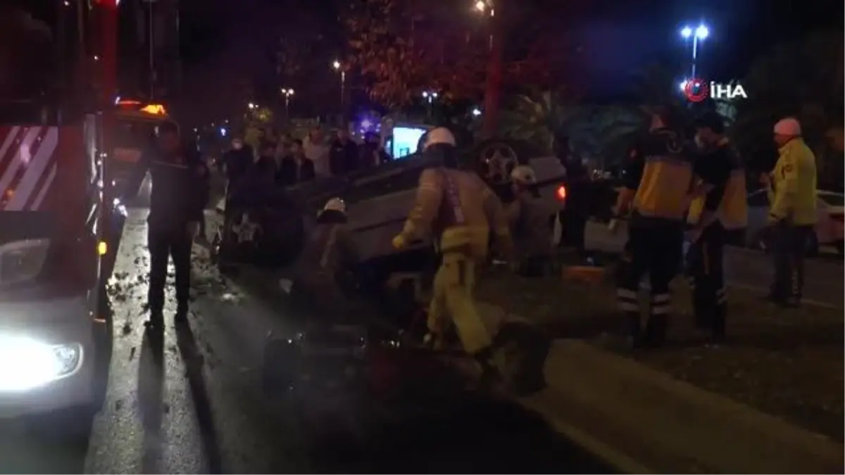 Kontrolden çıkan otomobil önce kaldırıma çarptı sonra takla attı: 1 yaralı