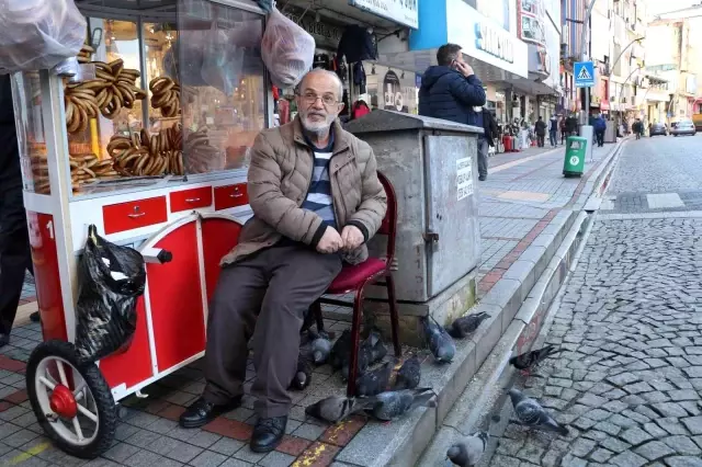Rize'nin 'Güvercin babası' 13 yıldır kuşları elleriyle besliyor