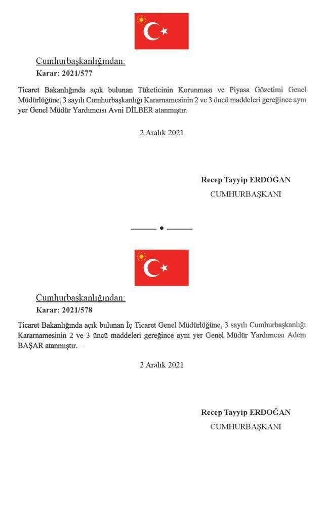 Ticaret Bakanlığı'nda 3 yeni atama kararı