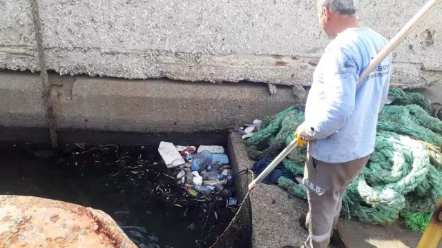 Hatay'da denizde temizlik çalışması gerçekleştiriliyor