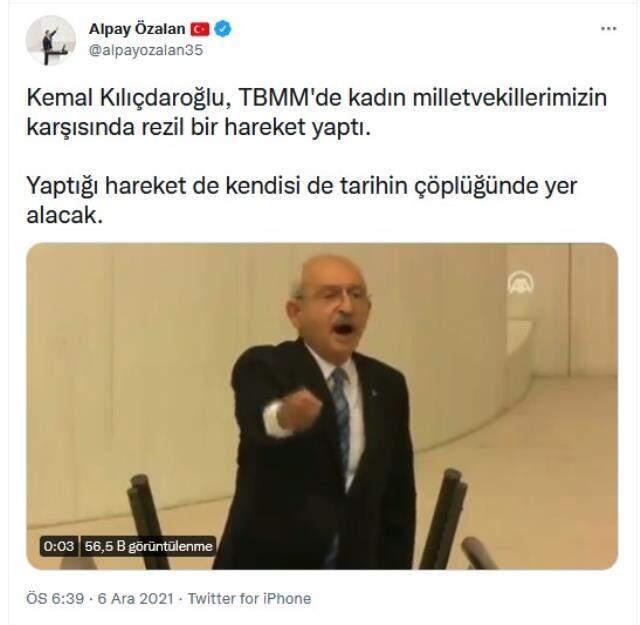 Kılıçdaroğlu'nun Meclis'teki el hareketine AK Parti'den sert tepki
