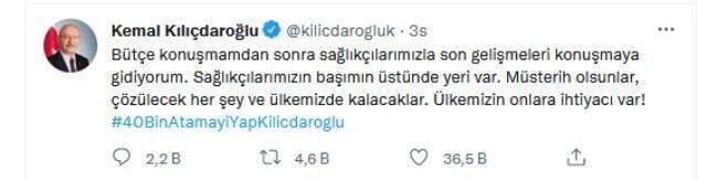 Sağlık çalışanları ile görüşen Kılıçdaroğlu'ndan hükümete 7 maddelik çağrı: Bu talepleri çözün, varsın oyları sizin olsun