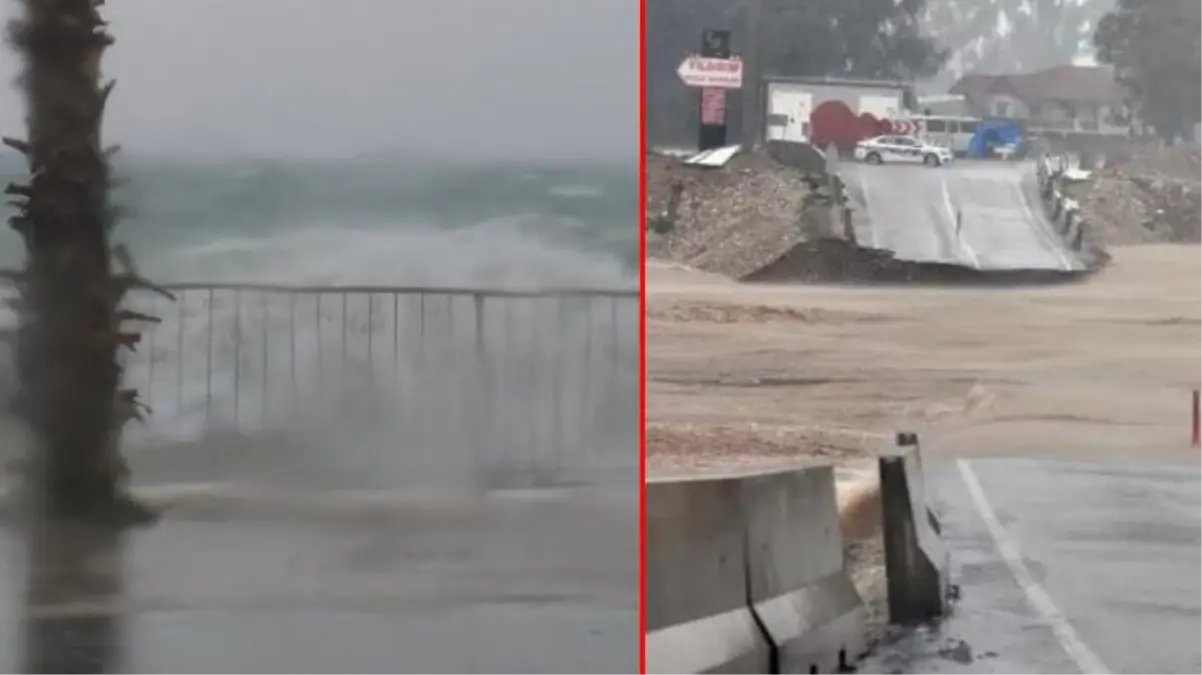 Antalya'da şiddetli fırtına! Dev dalgalar oluştu, uçak seferleri durdu