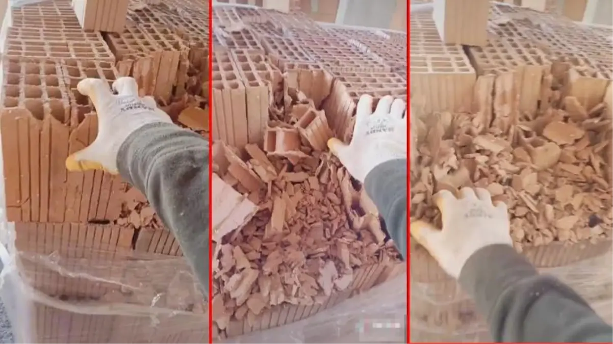 Sonra evler neden depreme dayanıksız! İnşaat işçisinin paylaştığı tuğla videosu büyük tartışma yarattı