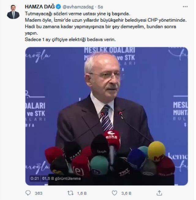 Şanlıurfa'da 'bedava elektrik' vaadi veren Kılıçdaroğlu'na AK Parti'den peş peşe tepki! CHP'li belediyeler hatırlatıldı