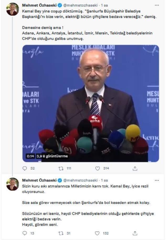Şanlıurfa'da 'bedava elektrik' vaadi veren Kılıçdaroğlu'na AK Parti'den peş peşe tepki! CHP'li belediyeler hatırlatıldı