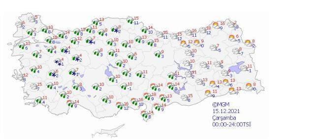 Meteoroji'nin 5 günlük hava tahmininde sağanak yağış ve kar uyarısı