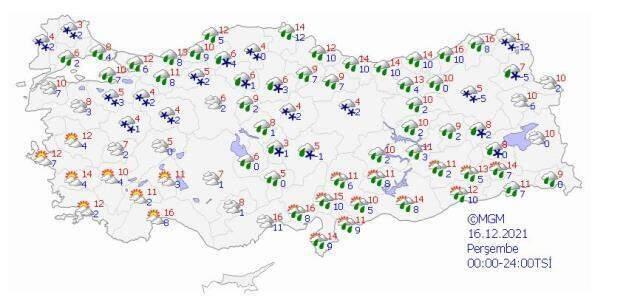 Meteoroji'nin 5 günlük hava tahmininde sağanak yağış ve kar uyarısı