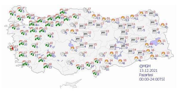 Meteoroji'nin 5 günlük hava tahmininde sağanak yağış ve kar uyarısı