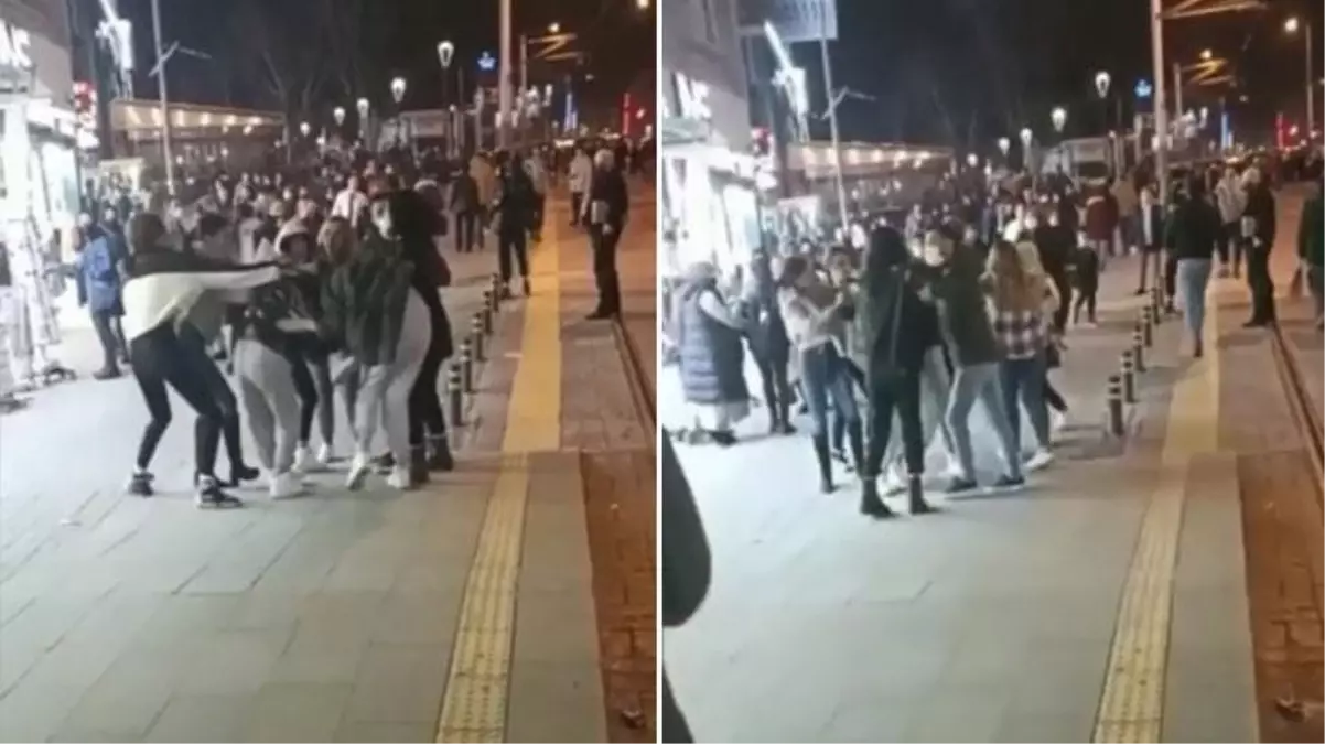 Genç kızlar, paylaşamadıkları erkek yüzünden saç saça baş başa girdi