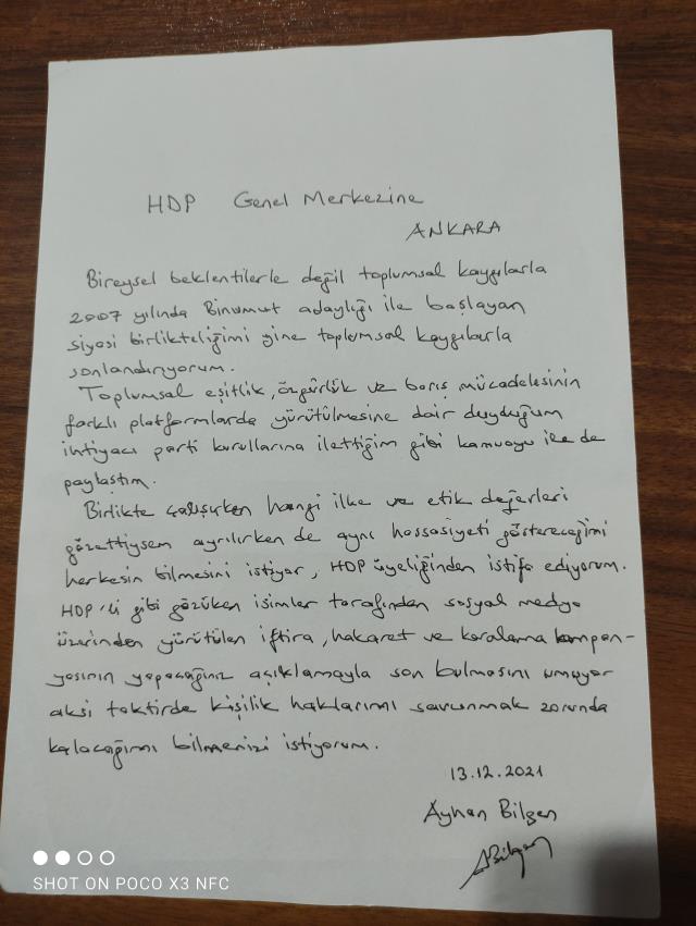 HDP eski milletvekili Ayhan Bilgen partisinden istifa etti