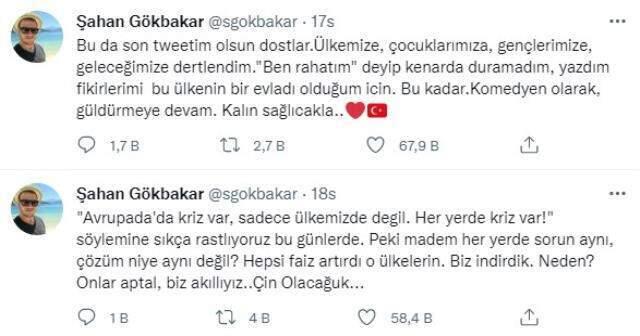Şahan Gökbakar Twitter'a veda mı etti? 'Bu da son twetim' kafaları karıştırdı Şahan Gökbakar Twitter'a veda mı etti? 'Bu da son twetim' kafaları karıştırdı