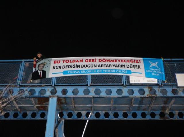 HDP'li belediye, Cumhurbaşkanı Erdoğan'ın kur sözünün yer aldığı pankarta izin vermedi! Gece yarısı astılar