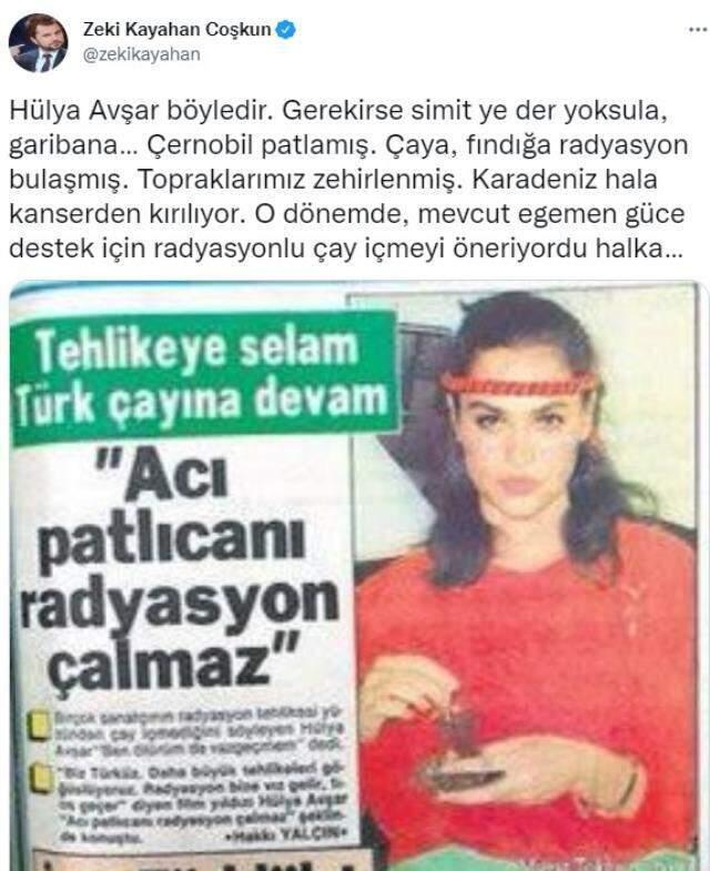 Simit çıkışıyla gündem olan Hülya Avşar'a Zeki Kayahan Coşkun'dan tepki: O radyasyonlu çayı da önermişti Simit çıkışıyla gündem olan Hülya Avşar'a Zeki Kayahan Coşkun'dan tepki: O radyasyonlu çayı da önermişti