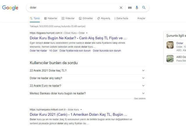 Yeni mevduat sisteminin doları alt etmesi sonrasında Google kuru gizlemeye başladı Yeni mevduat sisteminin doları alt etmesi sonrasında Google kuru gizlemeye başladı